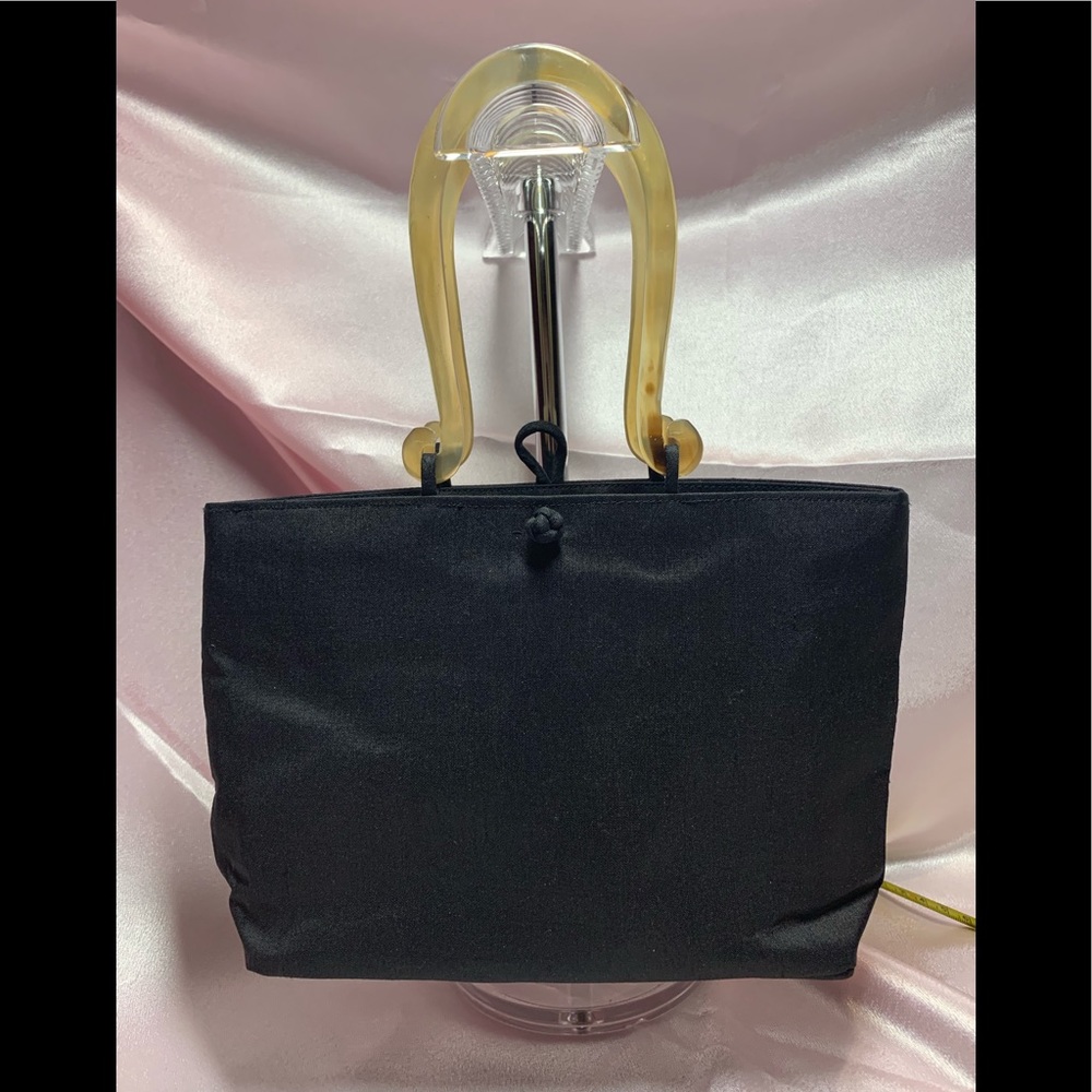 Little Black Silk purse w/genuine Horn Handles